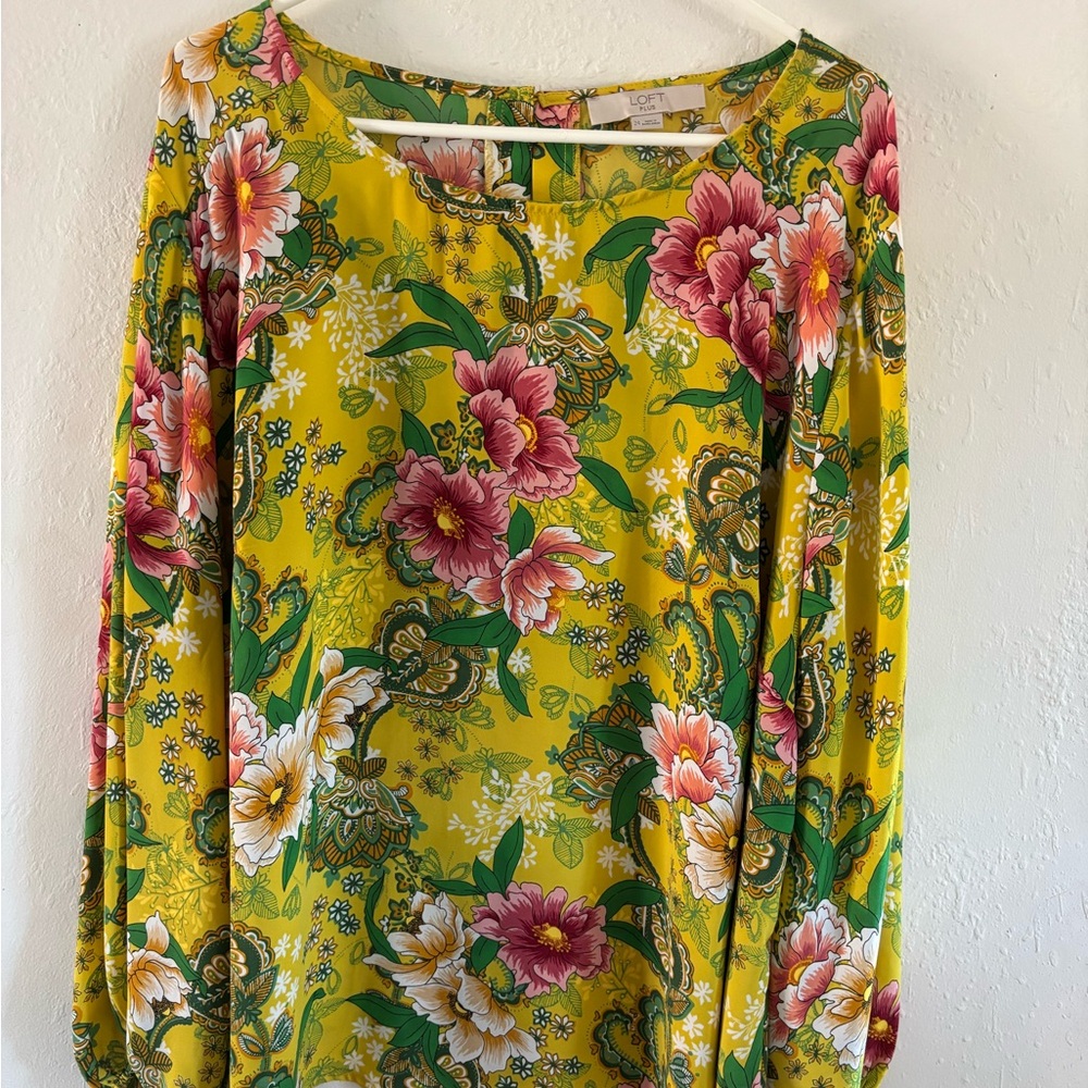 LOFT Floral Yellow Blouse